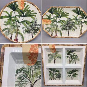 3pc Tommy Bahama Melamine Serving Set Platter Divided Tray Palm Tree Tropical
